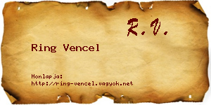 Ring Vencel névjegykártya